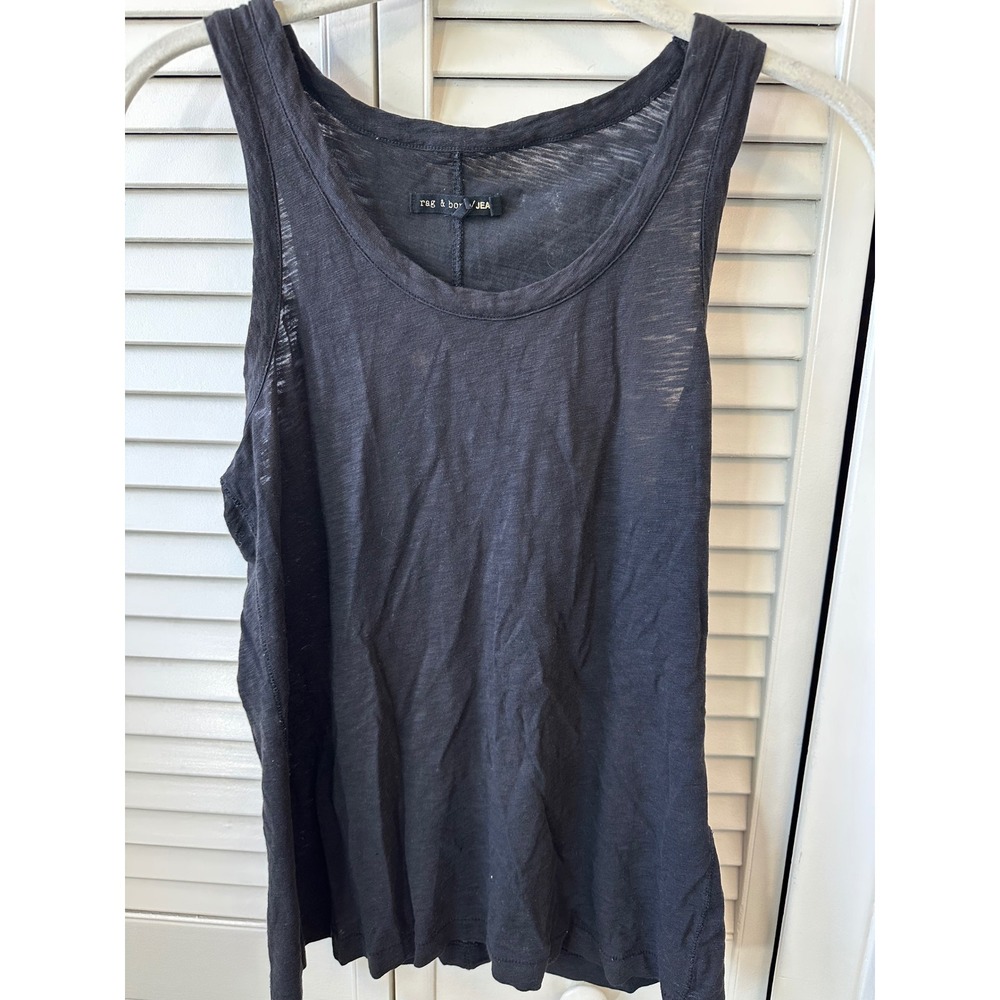 Rag & Bone JEAN Womens Black Slub Knit Scoop Neck Tank Top Size S Small